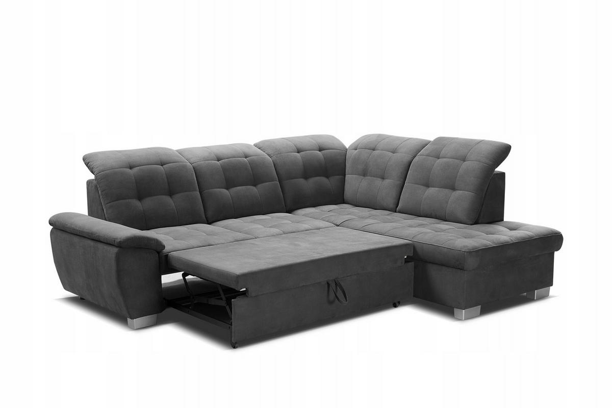 ECKSOFA LOTTA L-förmig Bettkasten verstellbare Kopfstützen hochwertige Verarbeitung lose Rückenkissen freistehend RECHTS 258x212x106 cm Light Grey - Hellgrau, Holz/Textil (258/212cm) - DomoHome