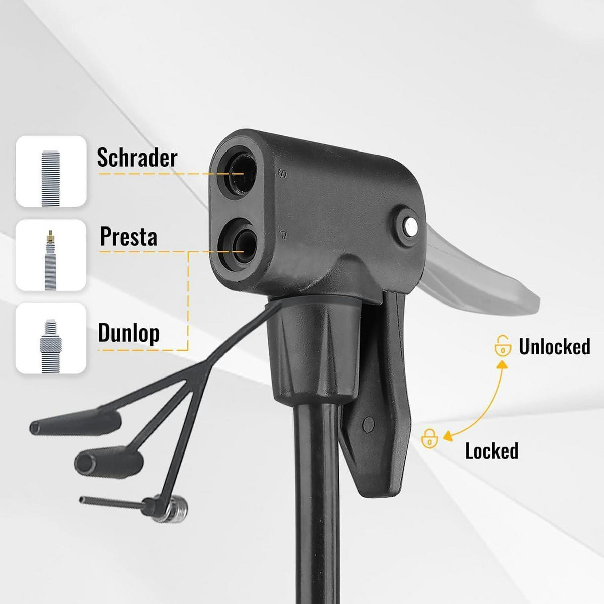 FAHRRADPUMPE mit Manometer 160 PSI Schwarz - Schwarz, Metall (16/41.9/19.1cm)