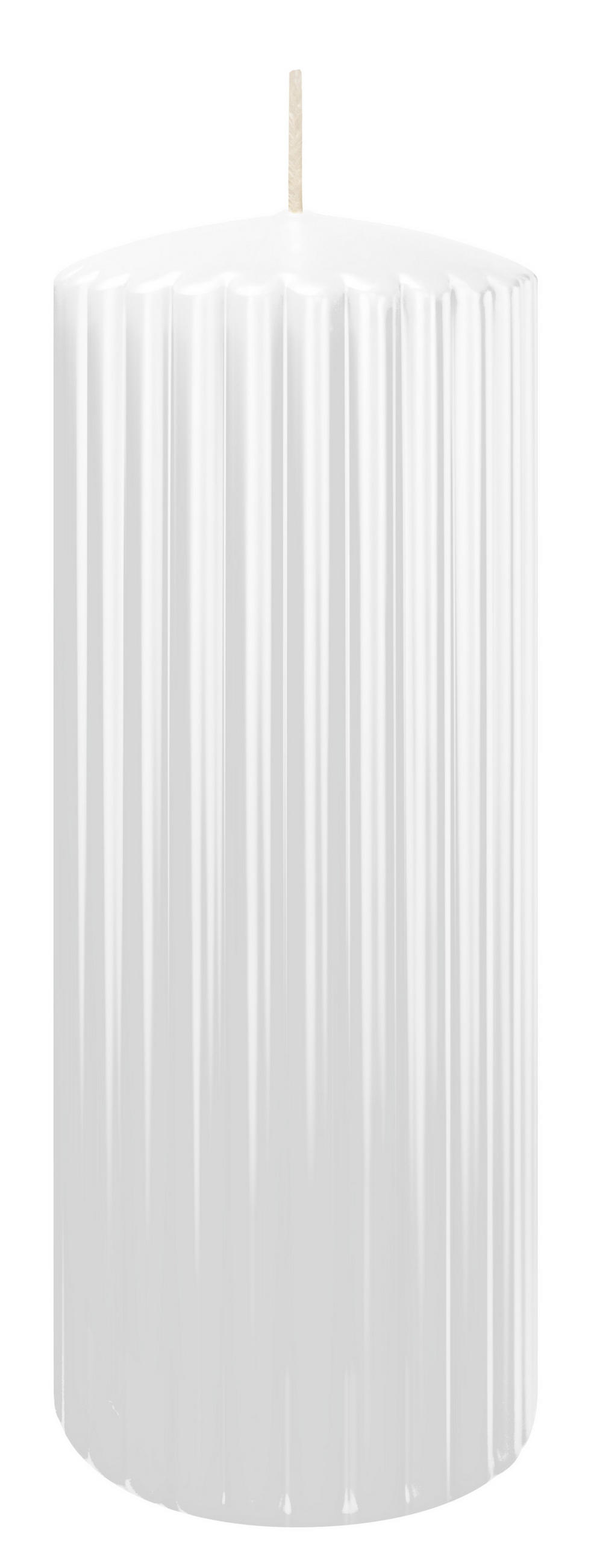 RILLEN KERZEN Weiß 200 x Ø 80 mm, 4 Stück - Weiß, Paraffin (8/20/20cm) - Wiedemann Kerzen