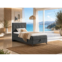 BOXBETT K15 Single SLIM mit Bettkasten & Bonell-Federkern inkl. Topper - Schwarz, Holz/Textil (200/100cm) - Best For Home