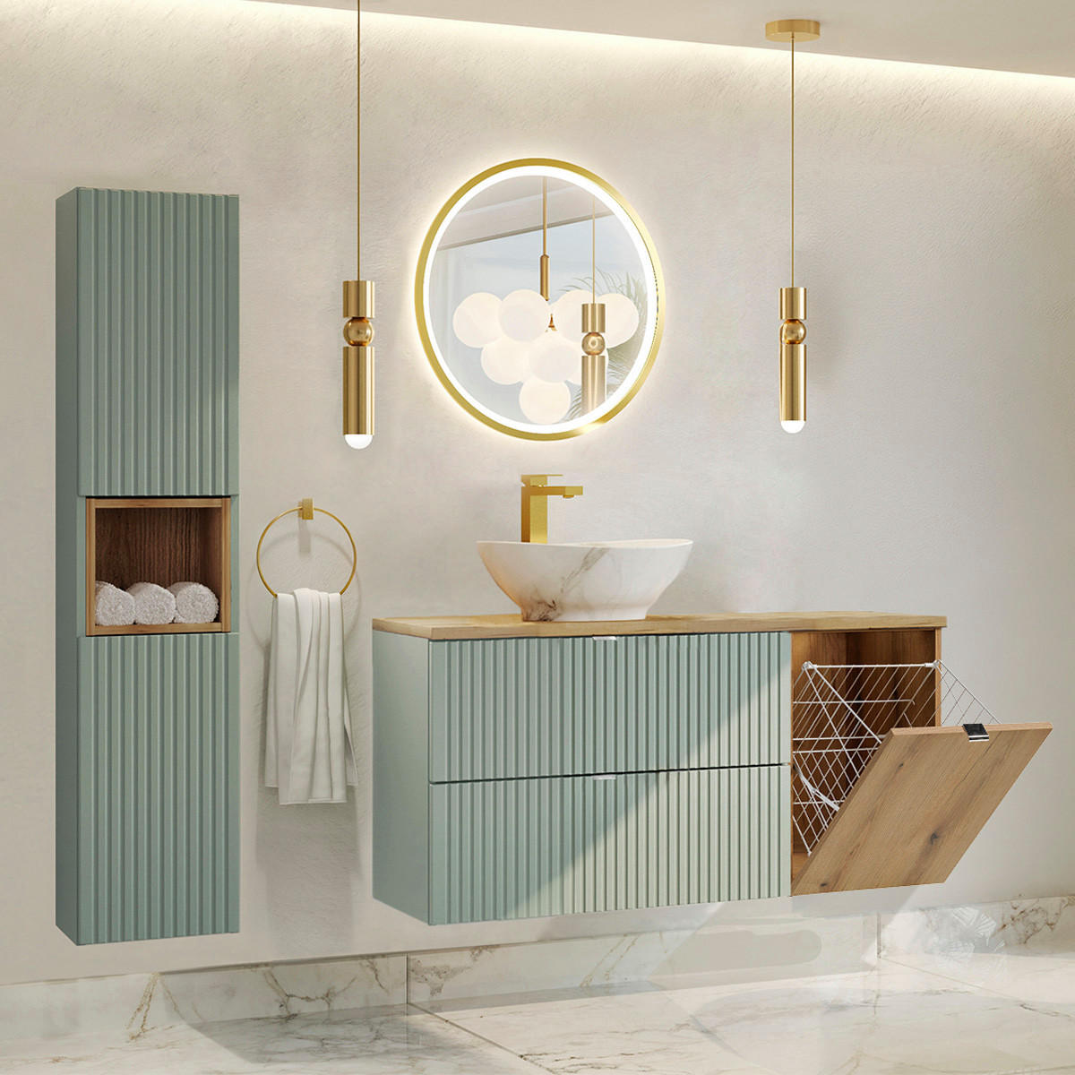 WASCHTISCH 120.4cm Jade Grün - Grün, Holzwerkstoff (120.4/59.5/40cm) - Petits-meubles