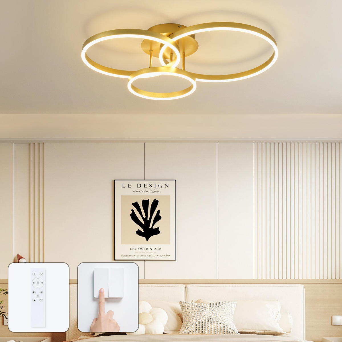 LED-DECKENLEUCHTE Peldar 58.0/82.0/16.0 cm - Goldfarben, Metall (82/58/16cm) - ZMH