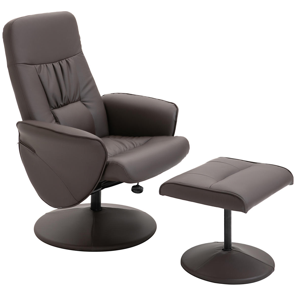 RELAXSESSEL-SET DE-07555 mit Fußhocker, neigbar und 360° drehbar Braun - Braun, Metall (76/101/81cm) - ComfortXL