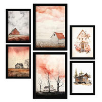 POSTER Set Mit 6 Haushaus A3 & A4 Schwarzer Rahmen - Schwarz, Papier (29/3cm) - Nacnic