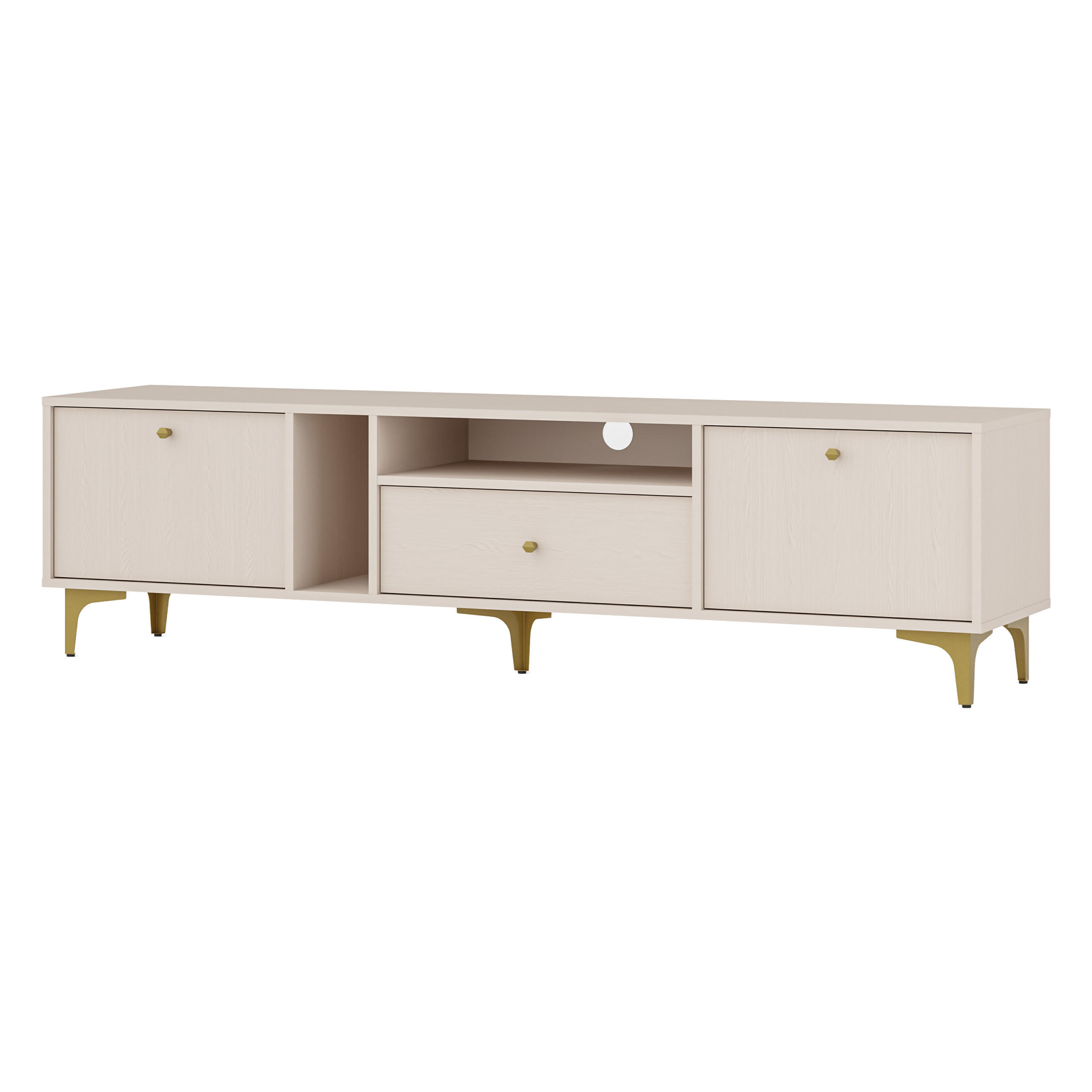 LOWBOARD TORINO 180x40,8x48,5 cm mit 1 Schubladen und 2 Türen Beige - Beige, Holzwerkstoff (180/48.5/40.8cm) - MASSENO