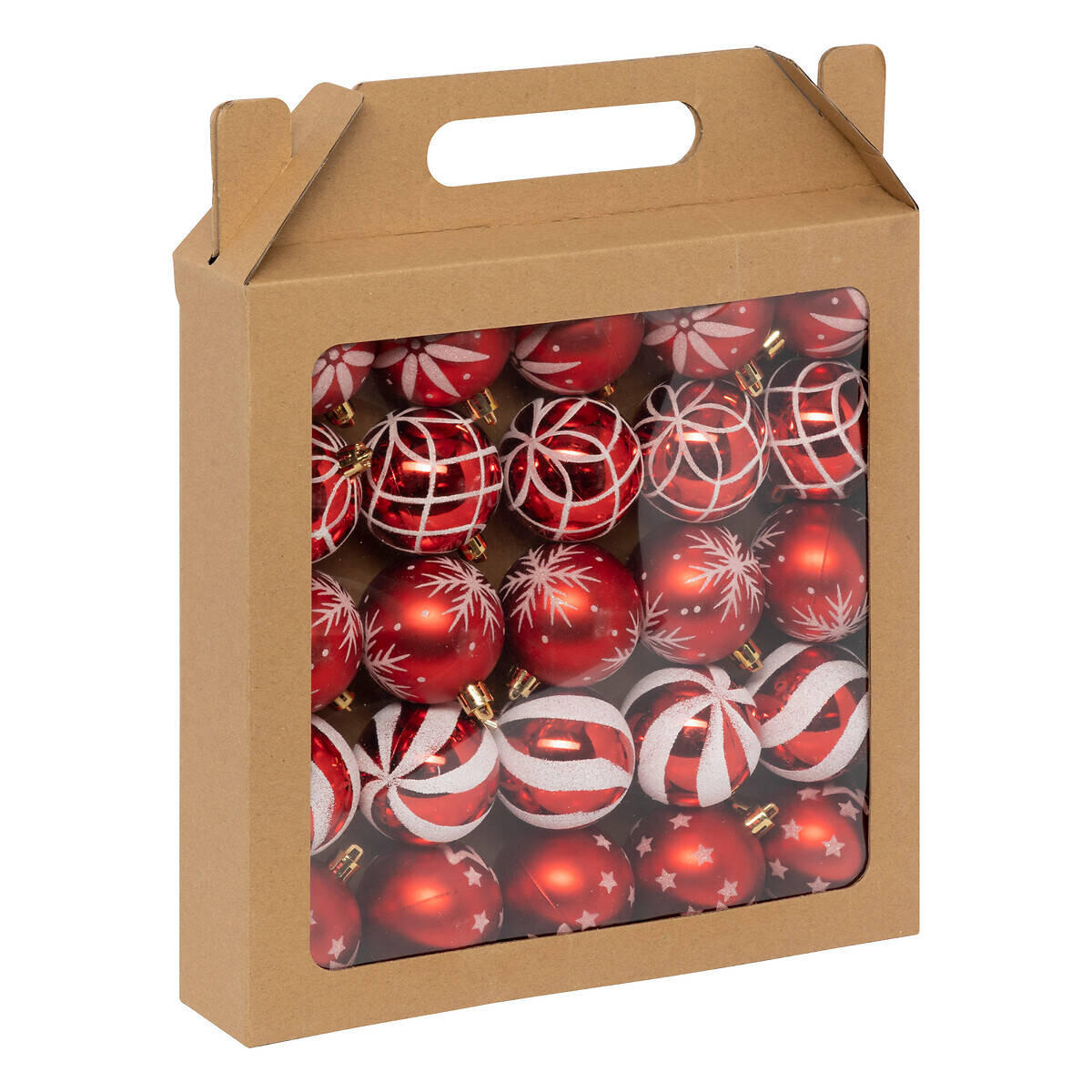 WEIHNACHTSKUGELN Glitzer-Muster Ø 6 cm - Rot/Weiß, Kunststoff (6/7.2/6cm) - Atmosphera Createur d´interieur