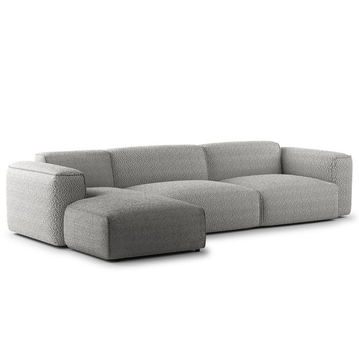 3-SITZER ECKSOFA mit Longchair - Schwarz/Grau, Kunststoff/Textil (317/173cm) - home24