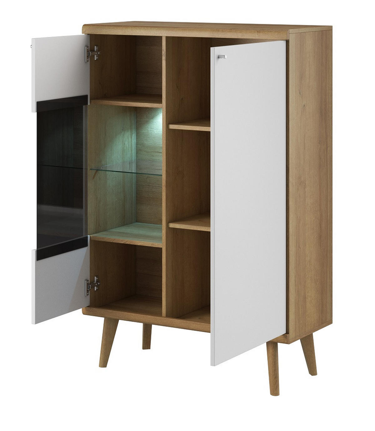 MÖBELWAND Weiß DRIMO Skandinavischer Stil LED Beleuchtung - Multicolor, Holzwerkstoff (300/197/40cm) - Sepro Meble