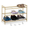 SCHUHREGAL - Goldfarben, Kunststoff/Metall (70/50/26cm) - Relaxdays