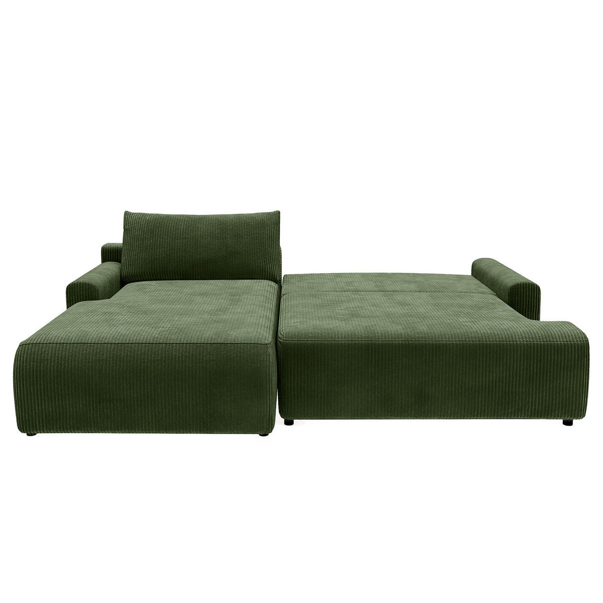 ECKSOFA mit Schlaffunktion - Longchair - Schwarz/Grün, Kunststoff/Textil (253/167cm) - home24