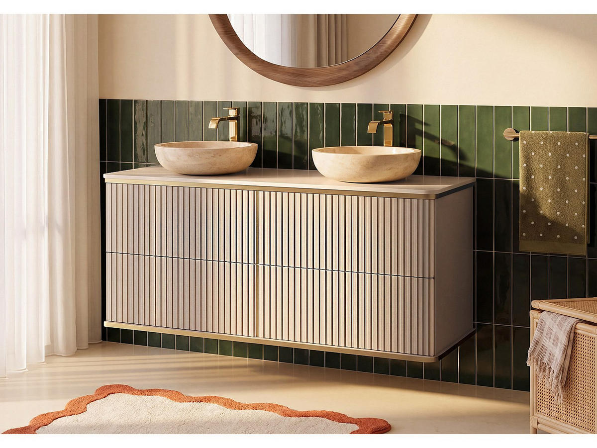 WASCHBECKENUNTERSCHRANK - 120 x 47 - holz - beige Keliza - Beige, Holz (120/54/47cm) - Vente-Unique