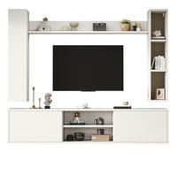 TV-WOHNWAND aus Spanplatte 180x35x33,5 cm Weiß mit Stauraum, flexibler Montage und 4-teiligem Set - Weiß, Holzwerkstoff (180/33.5/35cm) - Modfu