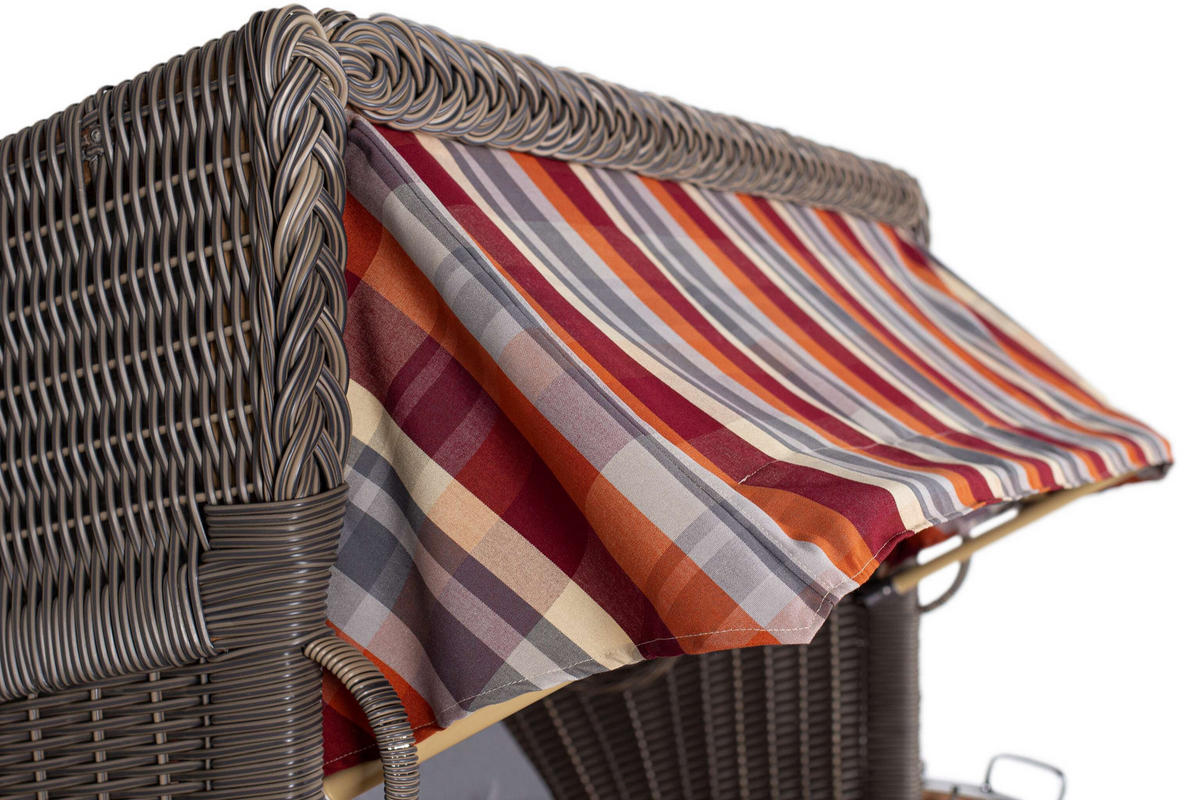 STRANDKORB XL Schillig Bullauge - Rot/Braun, Metall (142/170/95cm) - Mr. Deko