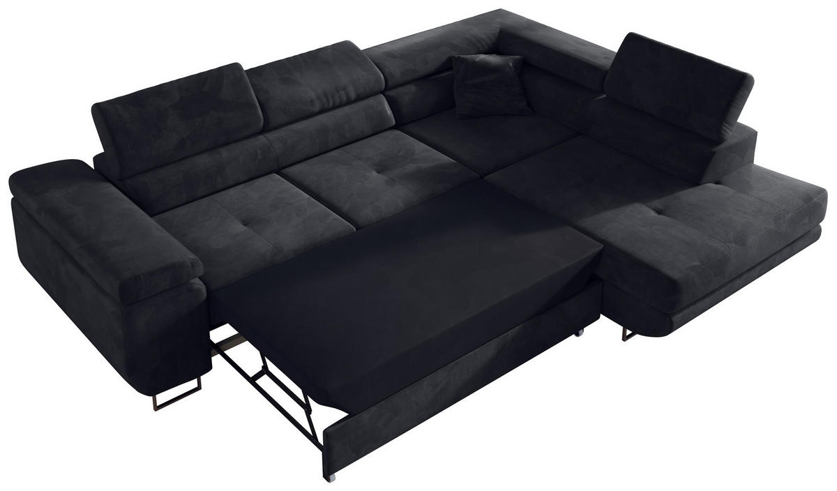 ECKSOFA GUSTAW L Dunkelgrau Velvet Rechts Seite - Dunkelgrau/Silberfarben, Textil/Metall (275/205cm) - MKS