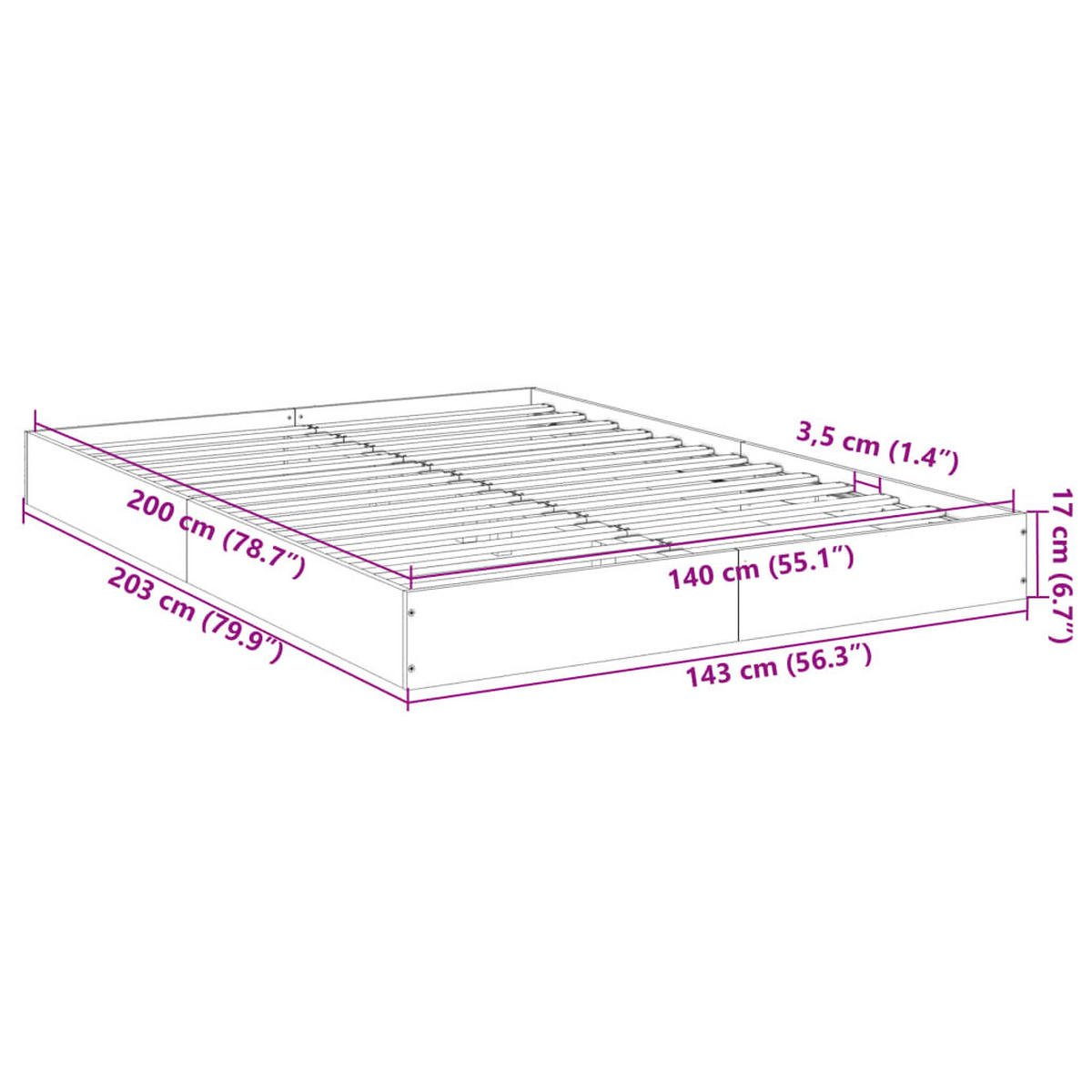 BETTGESTELL Weiss 140/200 Cm Holzwerkstoff - Weiß, Holzwerkstoff (140/200cm) - vidaXL