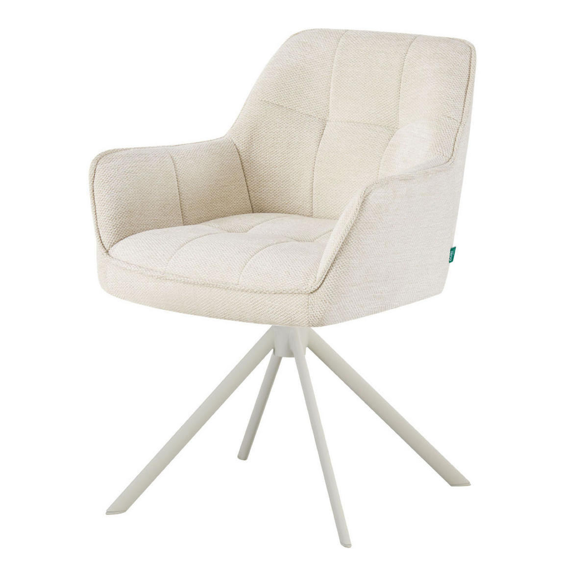 ESSZIMMERSTUHL THOMAS-DINA 2er-Set 360°drehbar - Creme/Weiß, Textil/Metall (61/83/62cm) - DUBI Möbel