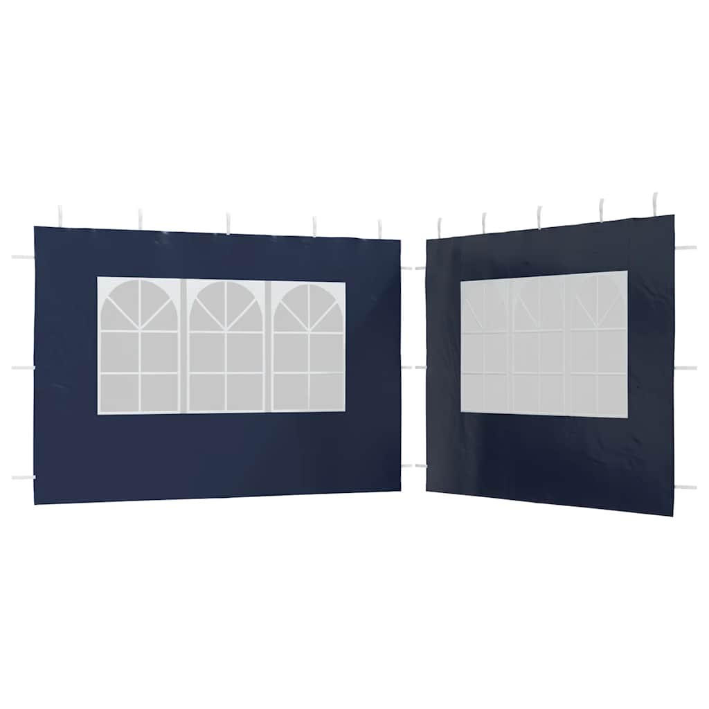 PARTYZELT-SEITENWÄNDE 2 Stück Mit Fenster Pe Blau - Blau, Kunststoff (300/195cm) - vidaXL