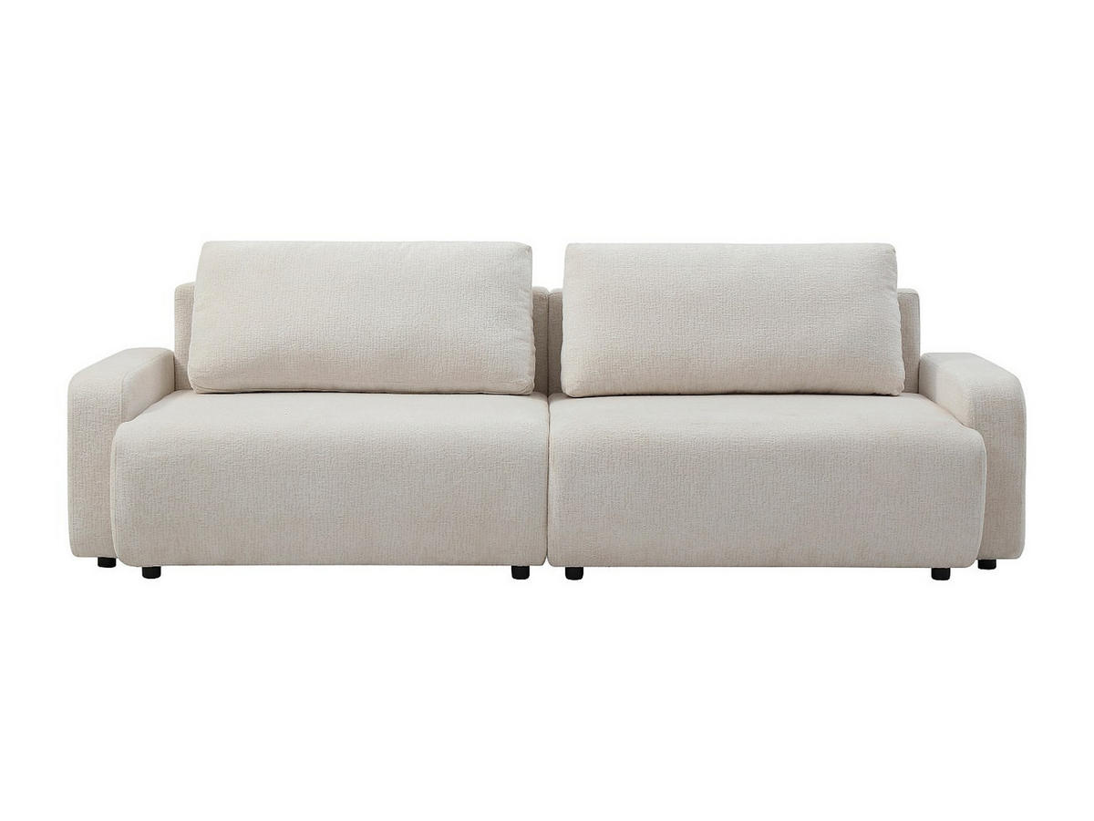 4-SITZER Schlafsofa - Chenille-Stoff - Beige - YOKIRA - Beige, Textil (256/88/99cm) - Vente-Unique