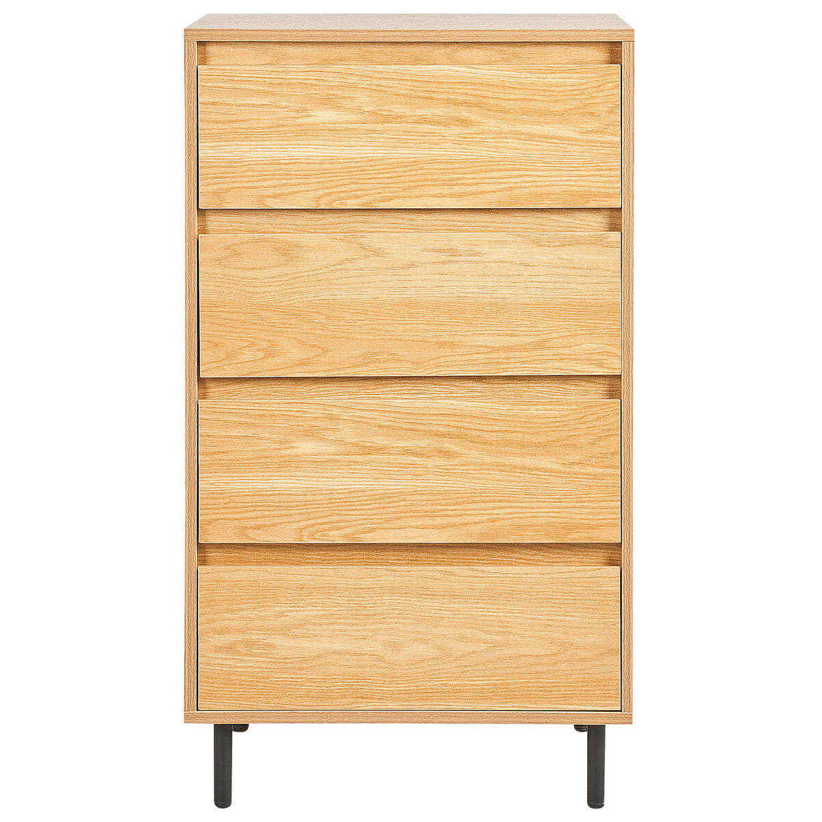 KOMMODE 4 Schubladen Hellholz Nikea - Hellbraun/Schwarz, Holzwerkstoff (60/104/40cm) - Beliani