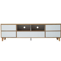 LOWBOARD 175/37/51 cm aus MDF mit 4 Türen und Holzfüßen Weiß - Naturfarben, Holzwerkstoff (175/51/37cm) - Modenvie