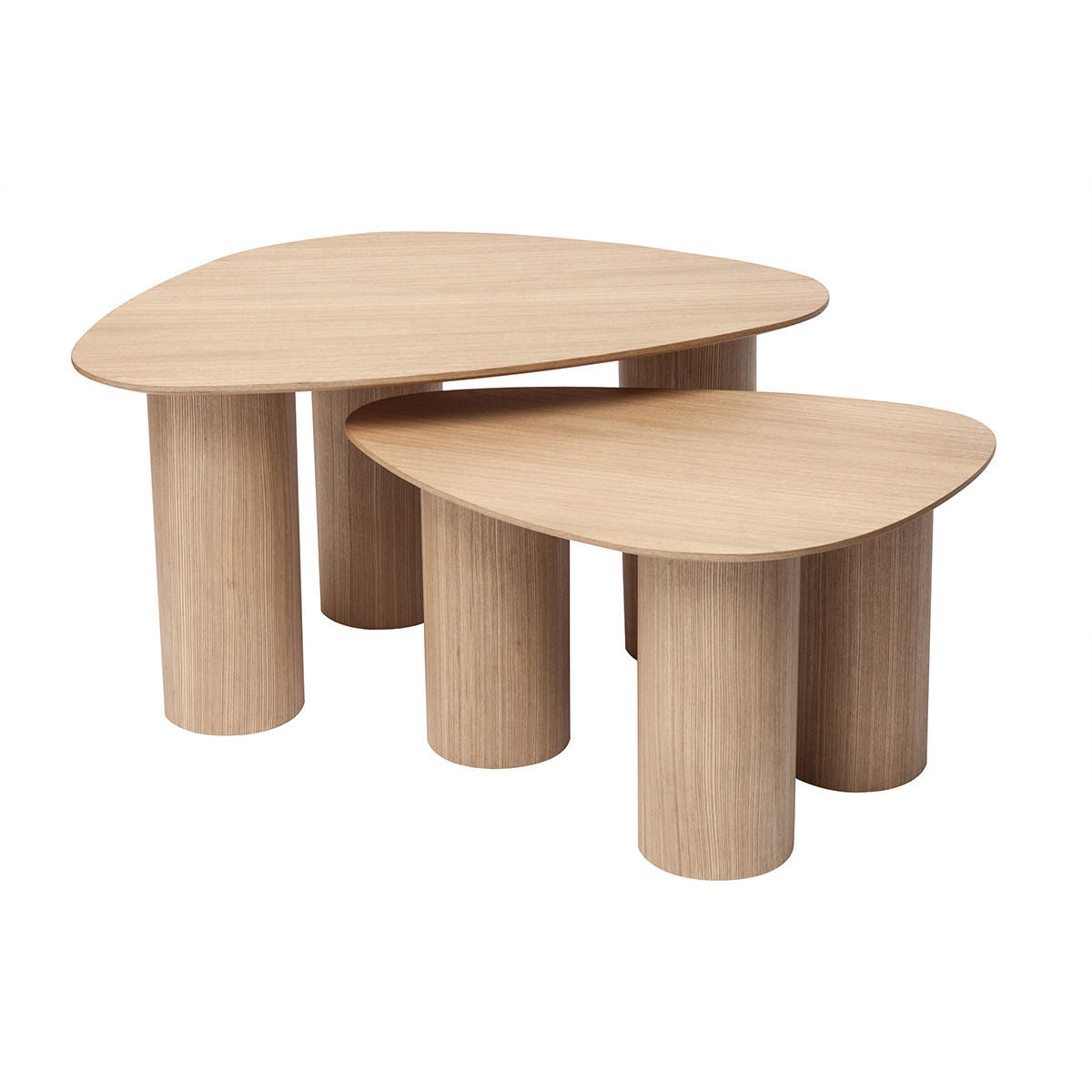 BEISTELLTISCH Helles Holz 2er-Set FOLEEN - Eiche Bianco, Holz (69/47.5/37.5cm) - Miliboo