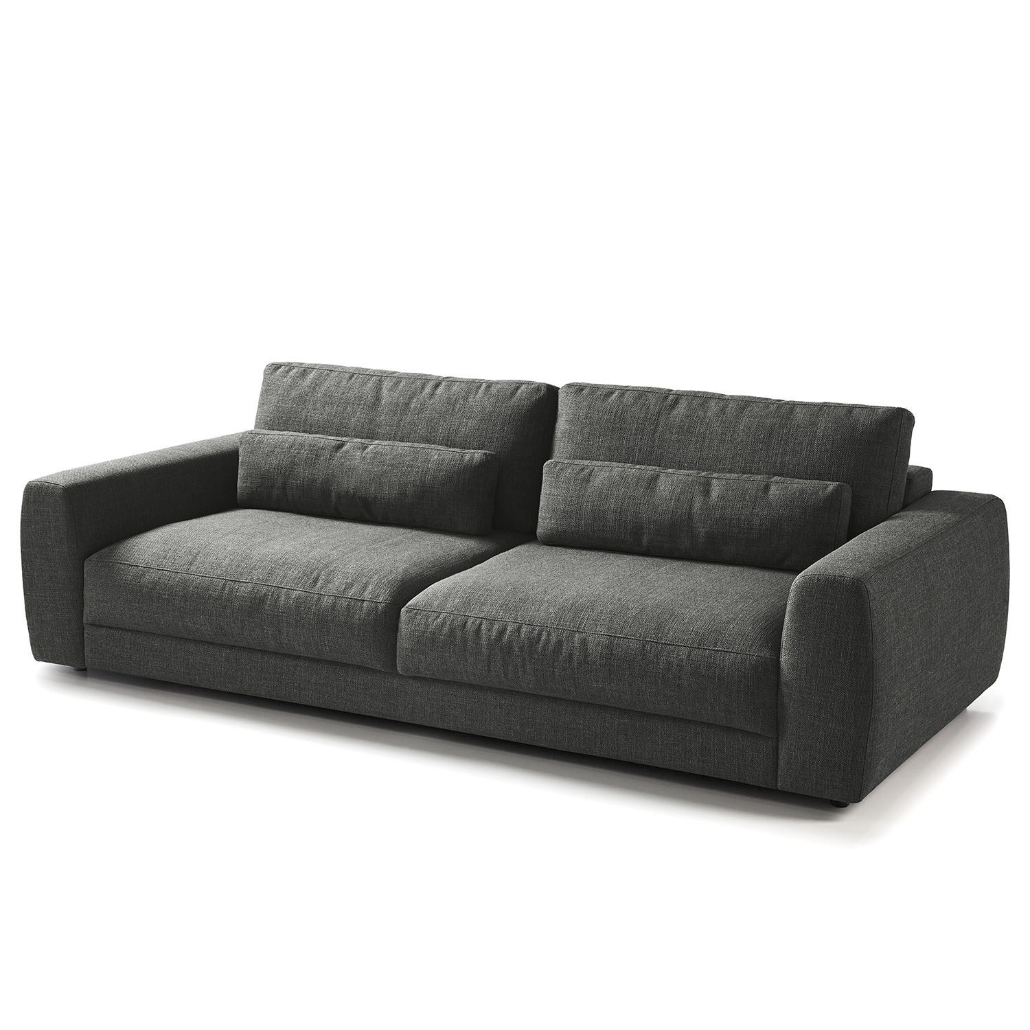 3-SITZER SOFA - Schwarz/Grau, Kunststoff/Textil (252/80/117cm) - home24