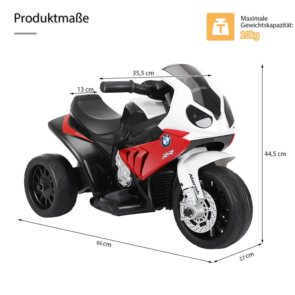KINDERMOTORRAD BMW 6V Rot - Rot, Kunststoff (37/44/66cm) - COSTWAY