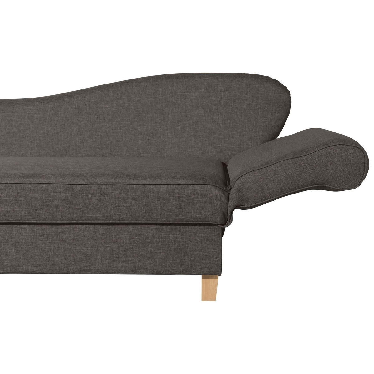 RECAMIERE mit Armteil rechts klappbar Katia Bezug Flachgewebe Buche natur / braun - Braun, Kunststoff (190/82/88cm) - 58aufmkessel