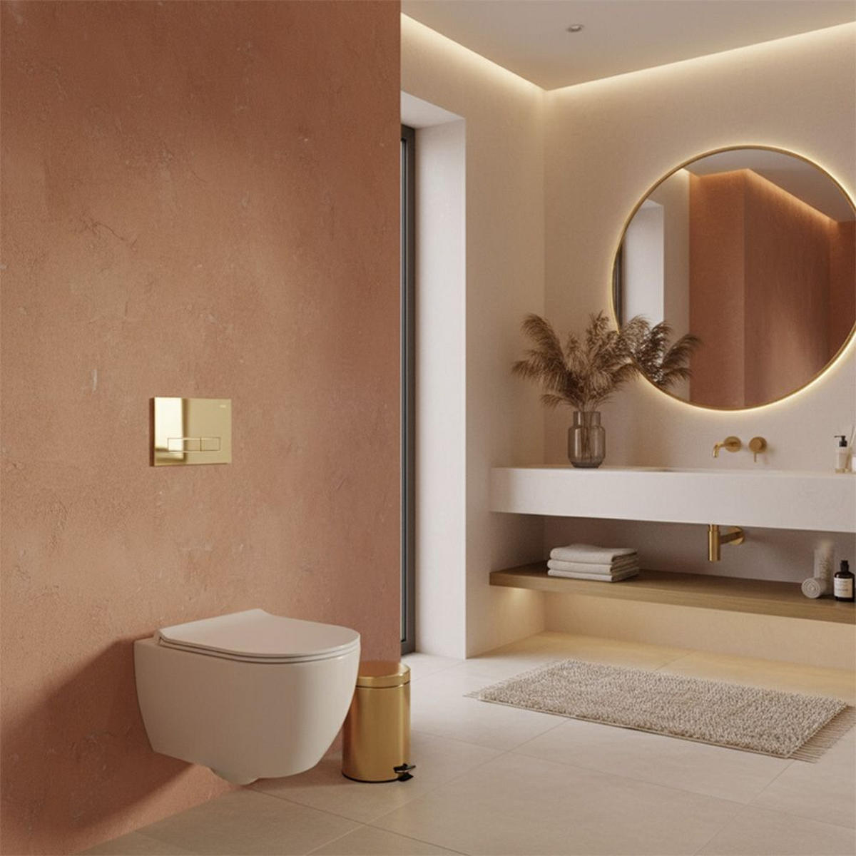 DRÜCKPLATTE Rea Hd K011a-q Und Slim 024n Gold - Goldfarben, Kunststoff (24.5/16/3.5cm) - REA