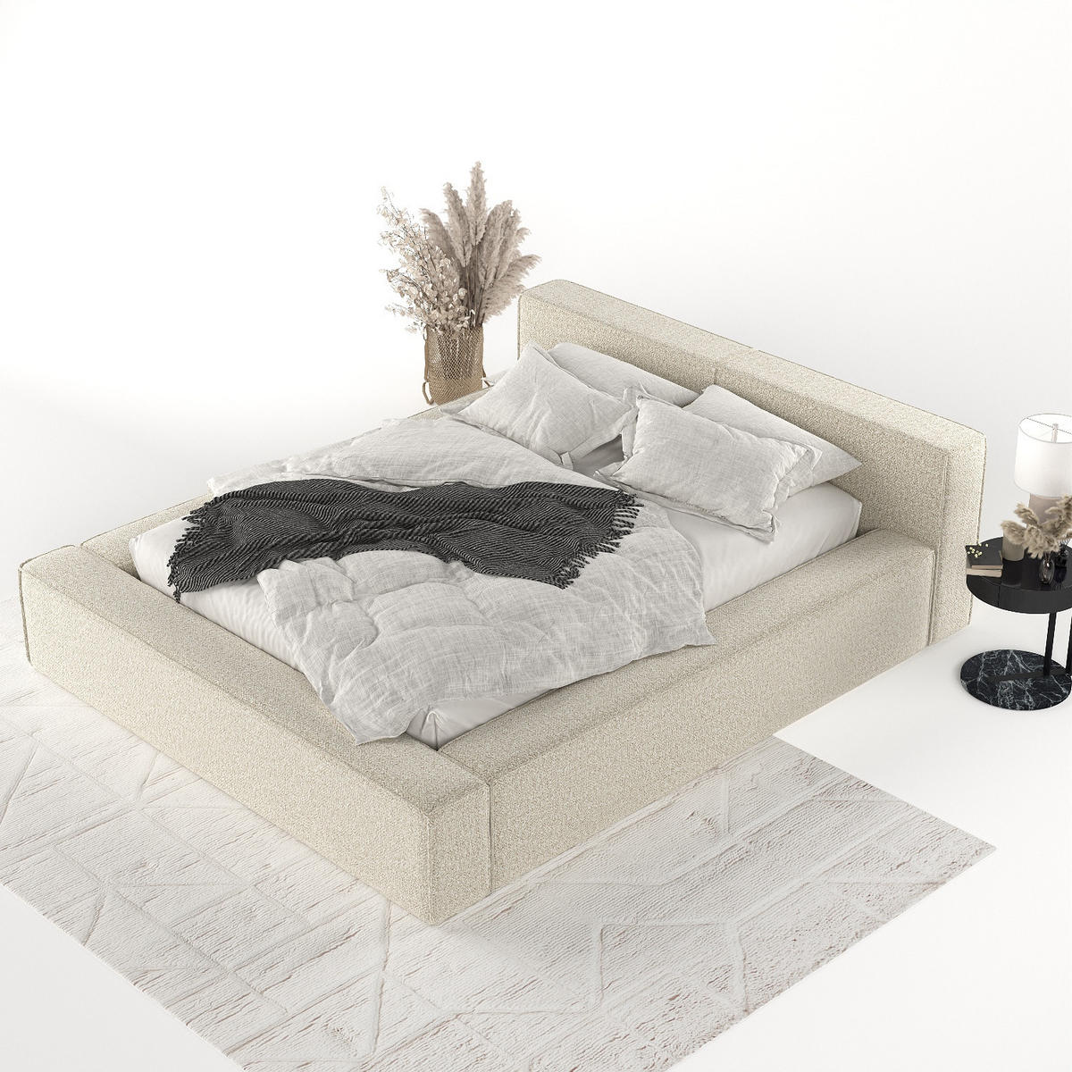 POLSTERBETT Casto mit Stauraum 140/200 cm Hellbeige im Blur Stoff - Beige/Schwarz, Holz/Holzwerkstoff (140/200cm) - AltaBeds