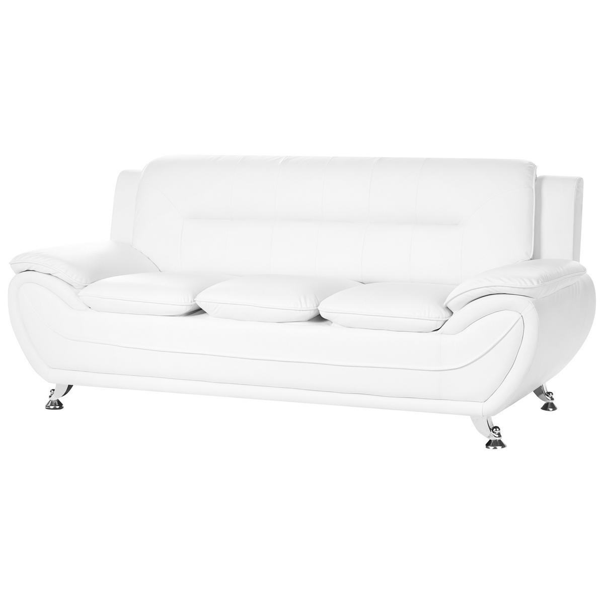 SOFA-SET 6-Sitzer Kunstleder Weiß Leira - Silberfarben/Weiß, Kunststoff (193/86/78cm) - Beliani