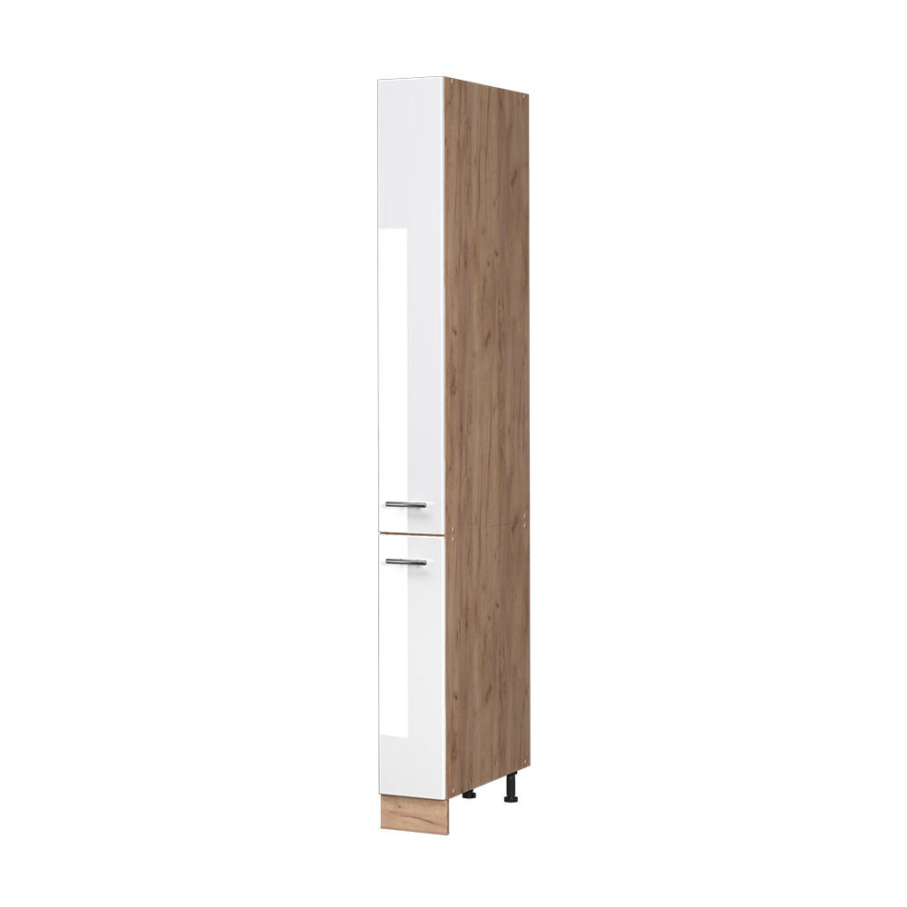 APOTHEKERSCHRANK Fame-Line, Weiß Hochglanz/Goldkraft Eiche, 20 cm - Honigeiche/Weiß Hochglanz, Holzwerkstoff (20/206.8/58cm) - Vicco