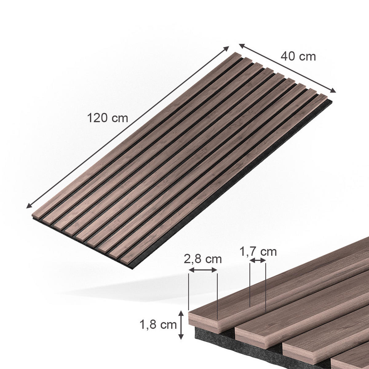 Walnussfarben/Braun, Holzwerkstoff (120/40/1.8cm) - Vicco