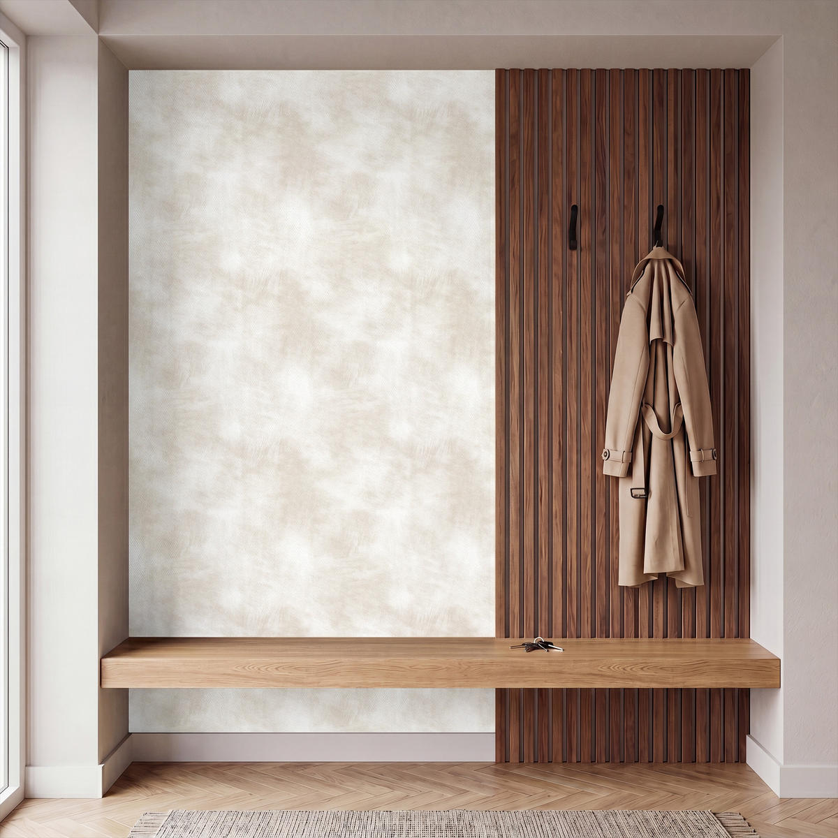 TAPETE - Dezent - Textur - Beige - 120x200 cm - Creme, Papier (120/200cm) - OnlyWow