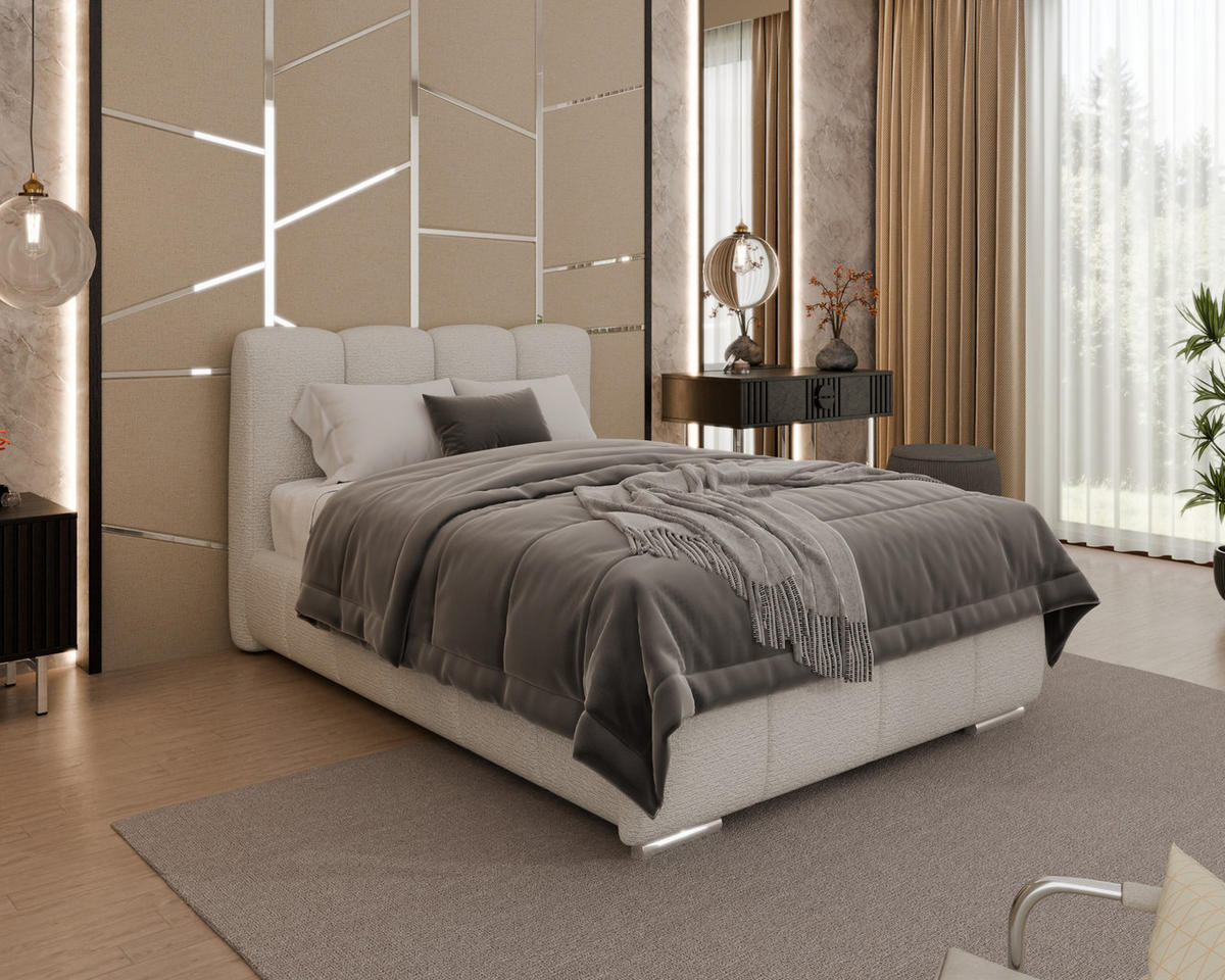 POLSTERBETT Zaira 120x200cm – Elegantes Polsterbett für modernen Wohnstil , ohne matratze, cappuccino - Cappuccino, Holz (120/200cm) - Homesy