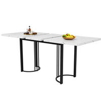 ESSTISCH 140-180x80x76 cm in Weiß und Schwarz aus MDF mit Marmoroptik und Teleskopfunktion - Weiß, Holzwerkstoff (179/80/75.5cm) - Modfu