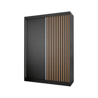 SCHIEBETÜRENSCHRANK LAMELIS - Eiche Wotan/Schwarz, Holzwerkstoff (150/215/61cm) - Meblini