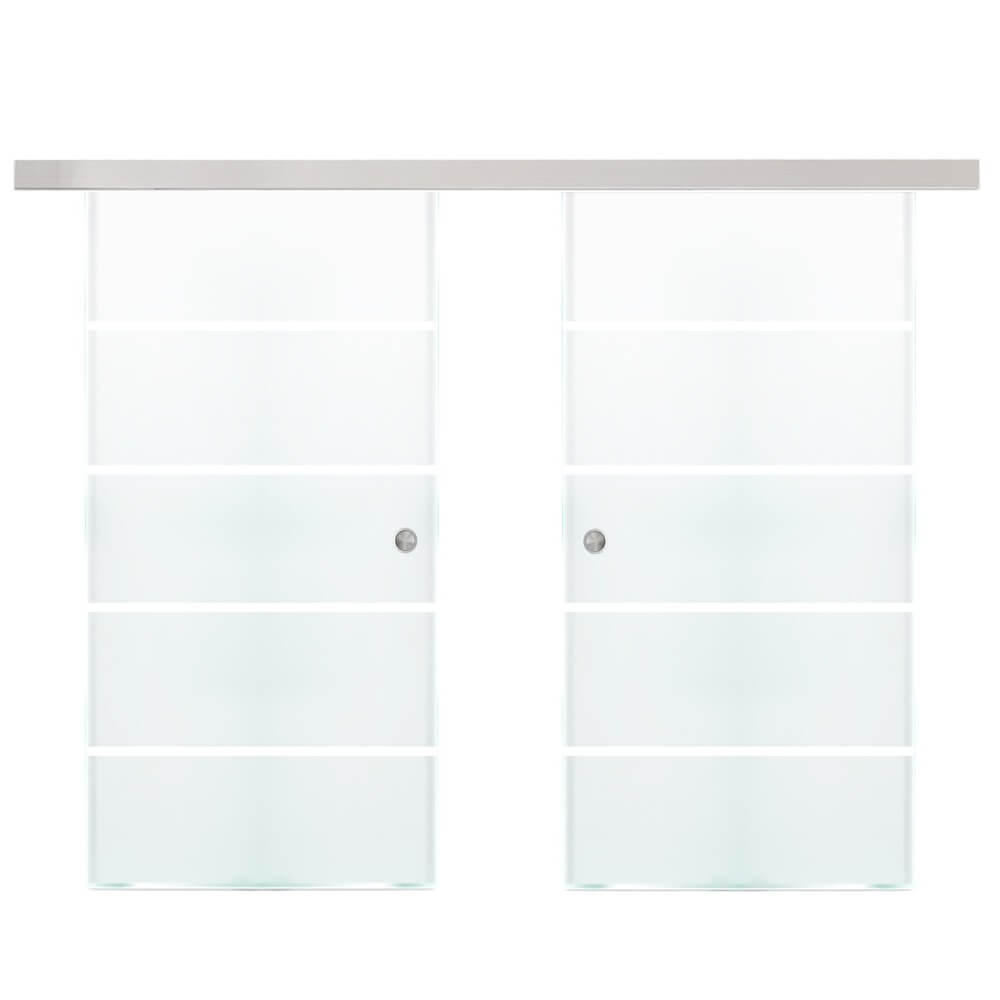 SCHIEBETÜR SIRENA - Milchglas mit Streifen, 205 x 90 cm - Transparent, Glas (90/205/0.8cm) - Home Deluxe