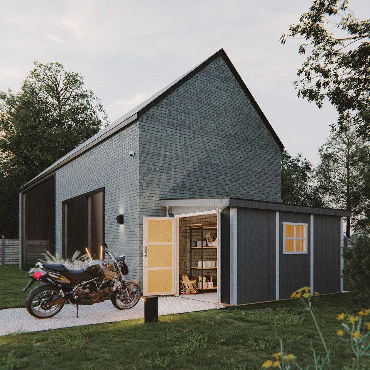 GARTENHAUS 8,68 m² - H231x248x412 cm - Ohne Boden und Seitenwand – M939B-CAVERN STEEL - Dunkelgrau, Holz (236/231/368cm) - Timbela