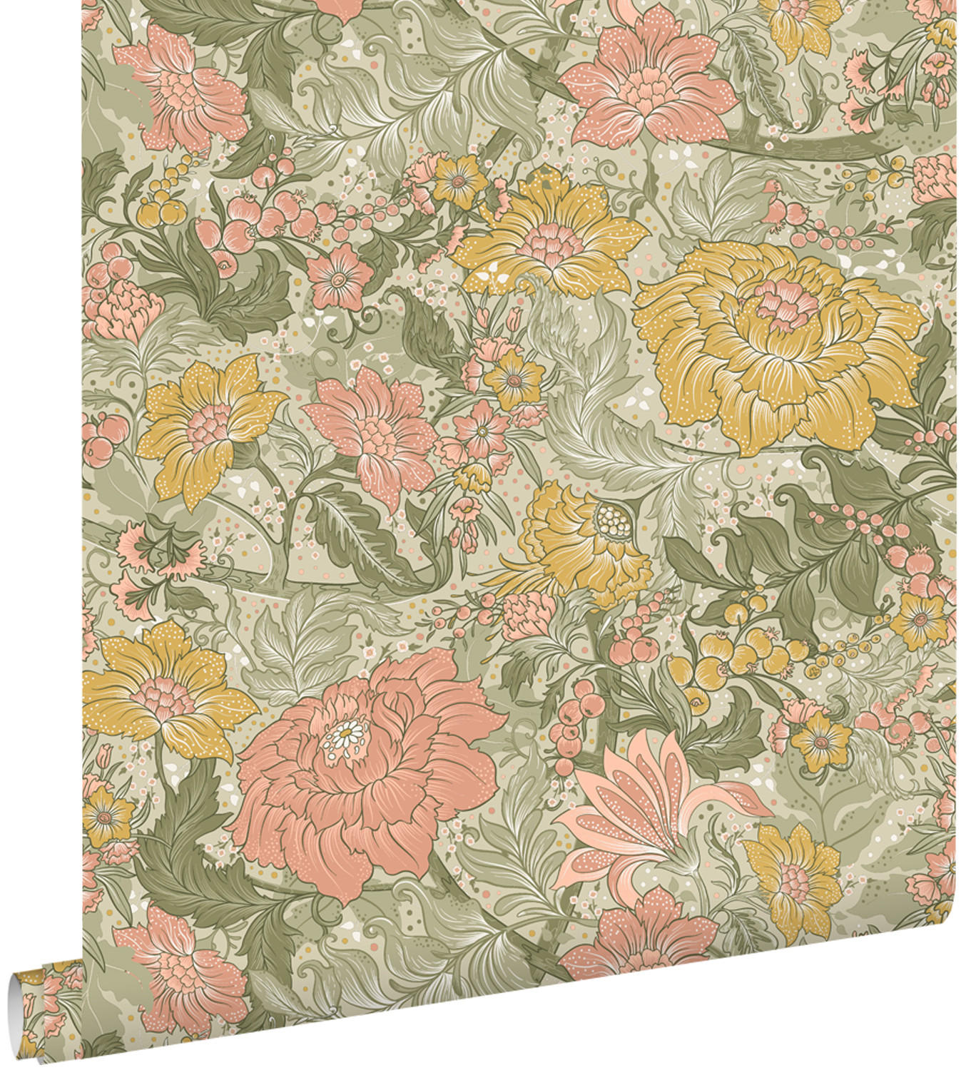 TAPETE Blumenmuster 50 x 900 cm - Grün, Papier (50/900cm) - ESTAhome
