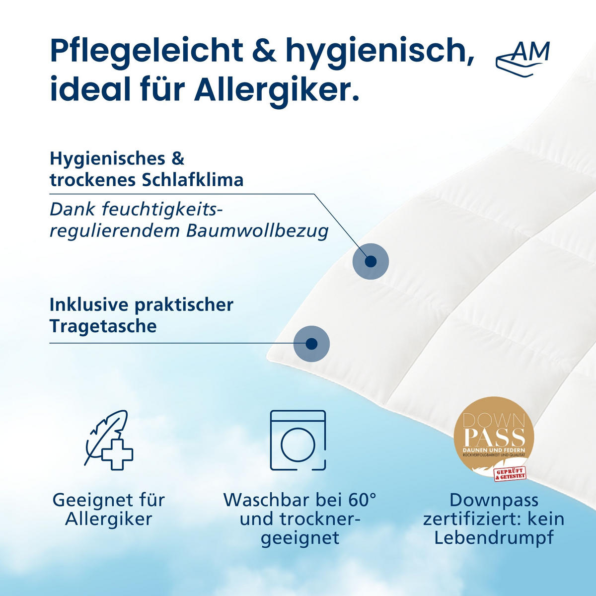 WINTER DAUNENDECKE 135/200 cm - Weiß, Textil (135/200cm) - AM Qualitätsmatratzen