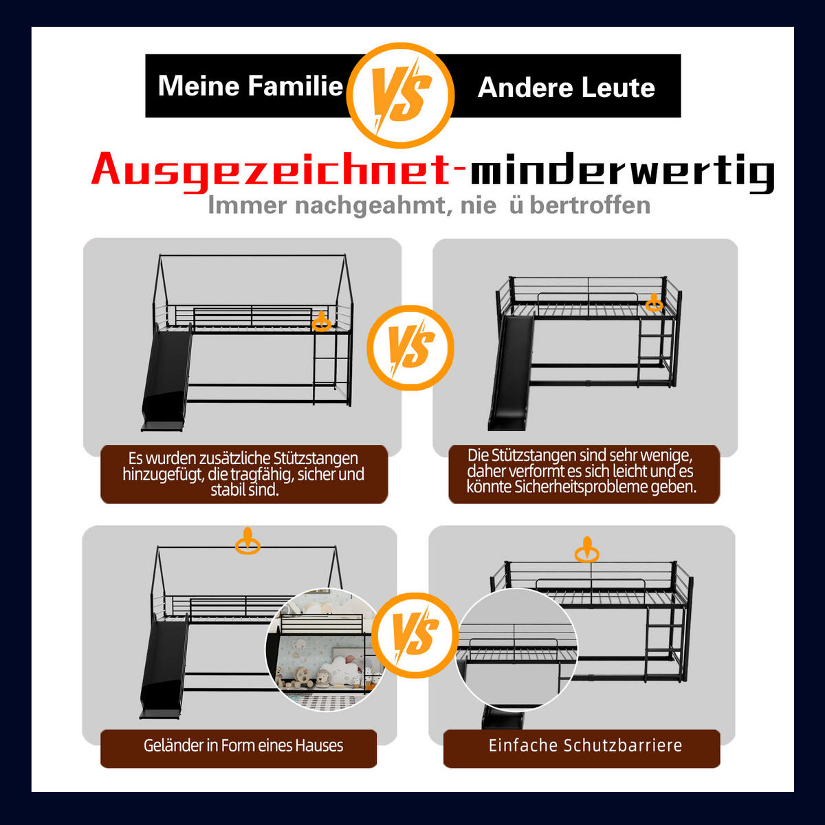 ETAGENBETT 90/190 mit Rutsche, Treppe und Hausdesign - Schwarz, Holzwerkstoff (90/190cm) - EVRYAE