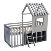HAUSBETT 90/200 cm DE-01387, in Grau, mit Dach, Fenster und Stauraum - Grau, Holz (90/200cm) - ComfortXL