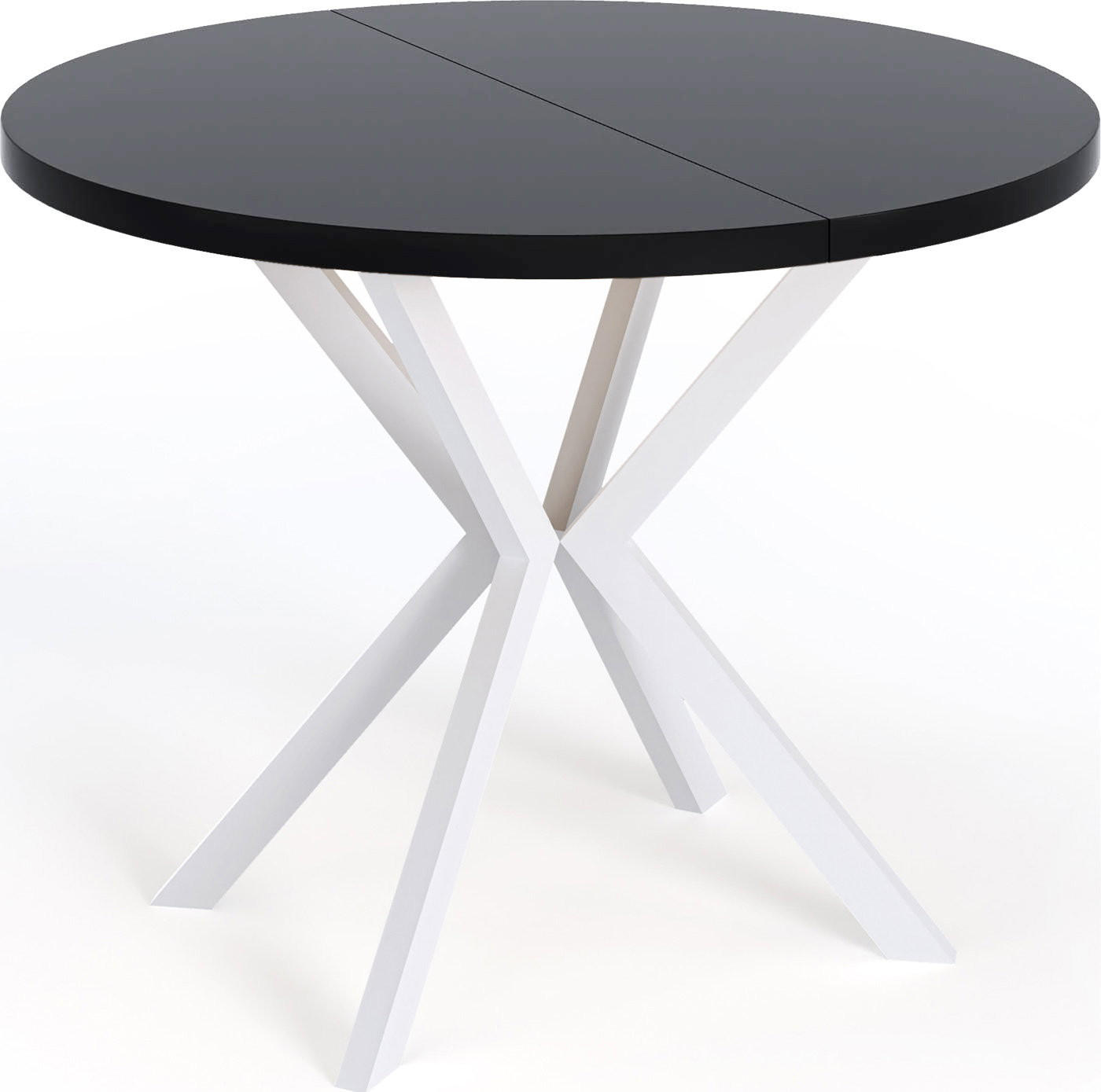 ESSTISCH Della runder ausziehbarer, Schwarz 120-200/120/76 - Schwarz/Weiß, Holzwerkstoff/Metall (120/200/76cm) - WFL GROUP