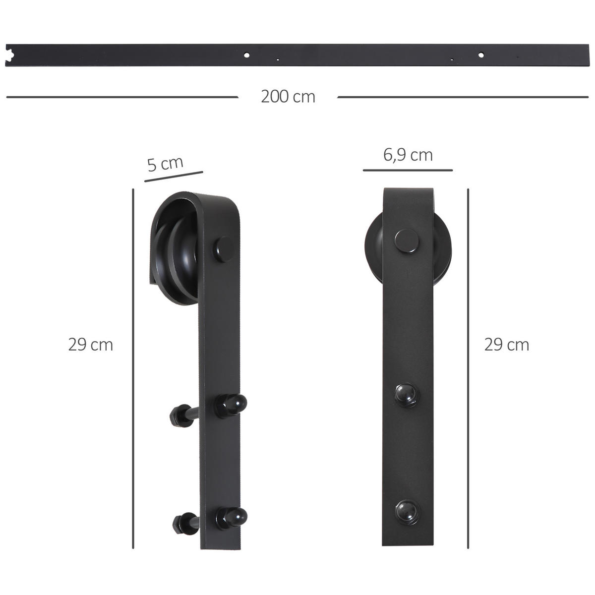 SCHIEBETÜRSYSTEM - Schwarz, Metall (4/0.6/200cm) - HOMCOM