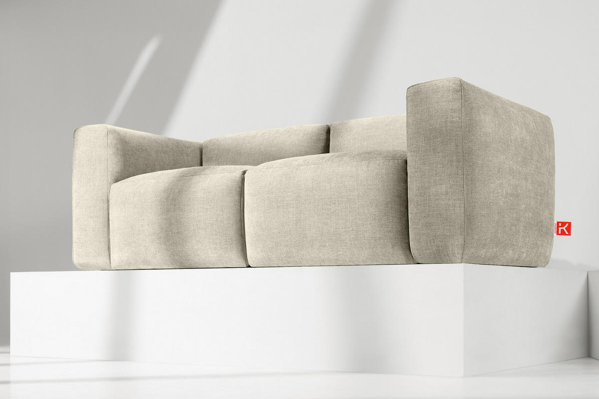 2-SITZER-MODULSOFA BUFFO mit extrem weicher und bequemer Sitzfläche, Gewebestoff, ecru - Ecru, Textil (210/73/96cm) - KONSIMO®