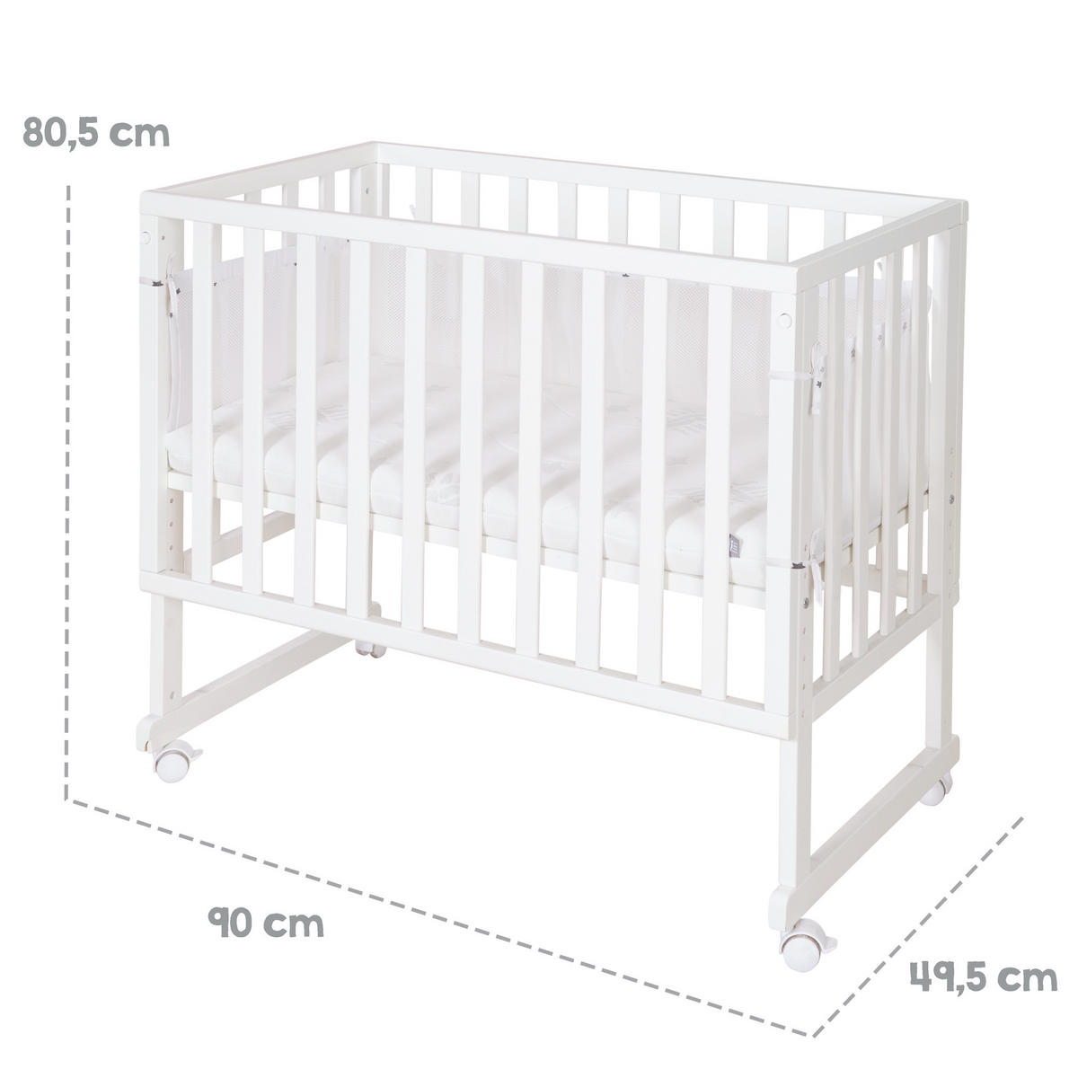 BEISTELLBETT Sternenzauber grau 3in1 Set 90 x 45 cm - Creme/Weiß, Holzwerkstoff (45/90cm) - Roba