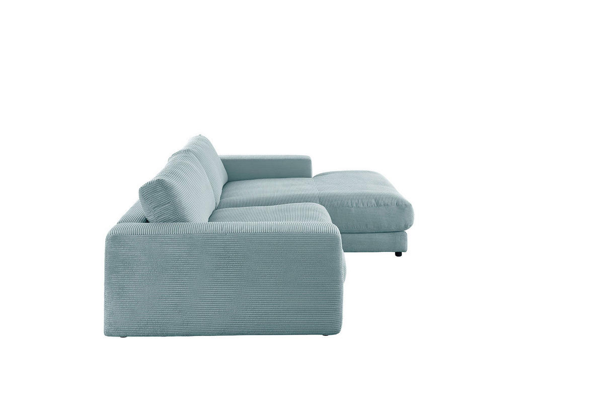 ECKSOFA MADELINE Hellblau Cord - Schwarz/Hellblau, Kunststoff/Textil (270/190cm) - KAWOLA