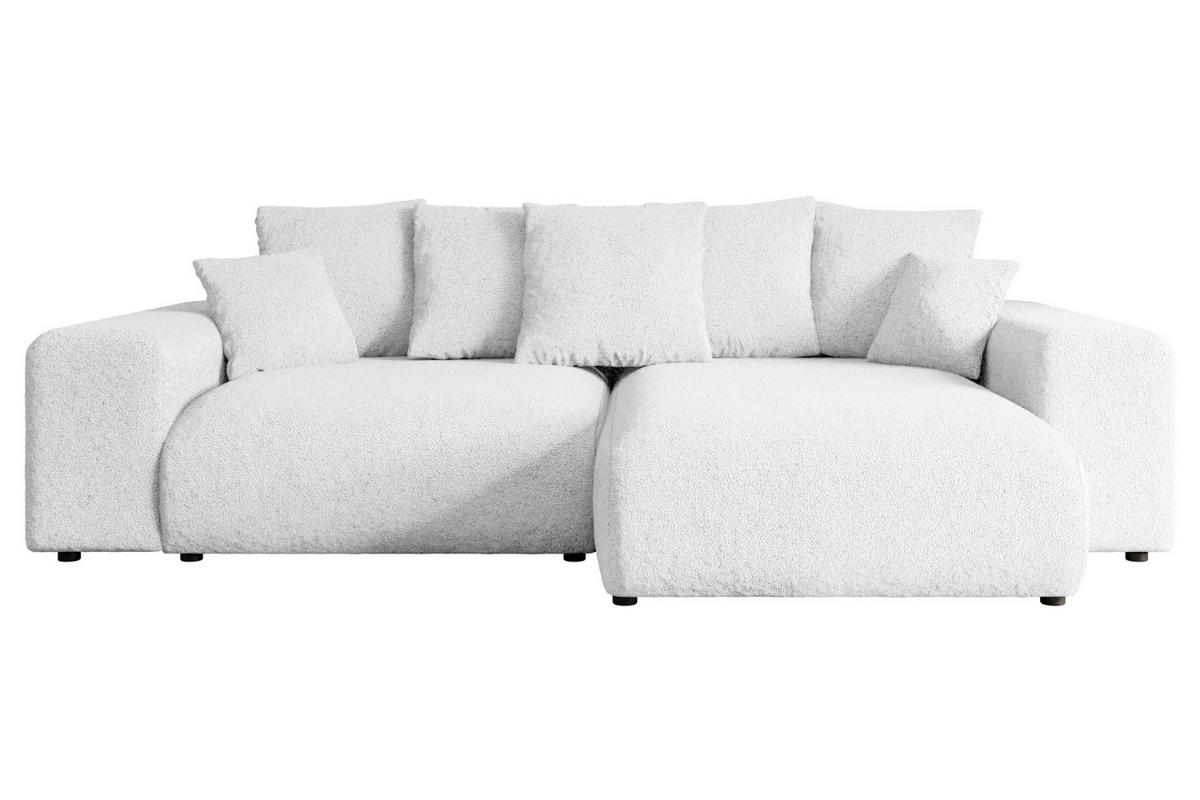 ECKSOFA Ottomane rechts ESKAR-L 266x176x84 Weiß Bouclé - Schwarz/Weiß, Holzwerkstoff/Kunststoff (176/266cm) - ALTDECOR