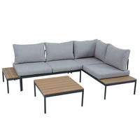 ZAHRADNÍ SADA Livorno, modulární konstrukce, s rohovou pohovkou a konferenčním stolkem, kovový rám, světle šedá - světle šedá, kov - Beautysofa